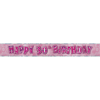 Glitz Birthday Pink Foil Banner 30th