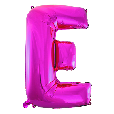86cm 34 Inch Gaint Alphabet Letter Foil Balloon Dark Pink E Inflated with Helium
