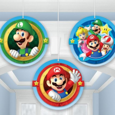 Super Mario Brothers Hanging Honeycomb Decorations 3PK