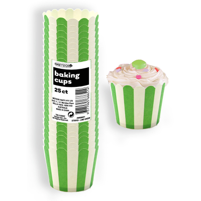 Stripes Lime Green Baking Cups 25PK