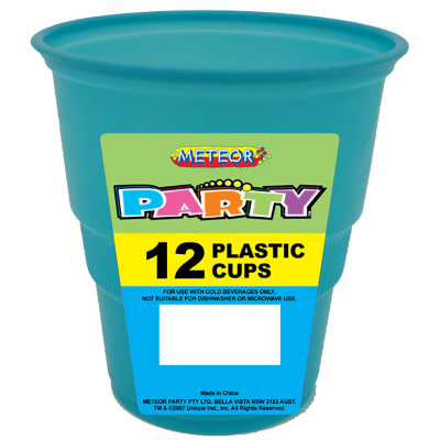 Plastic Cups 270ml Teal 12PK