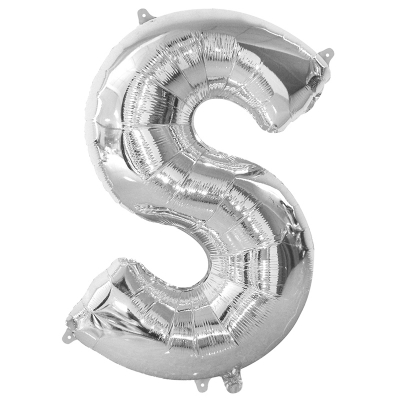 86cm 34 Inch Gaint Alphabet Letter Foil Balloon Silver S Inflated with Helium