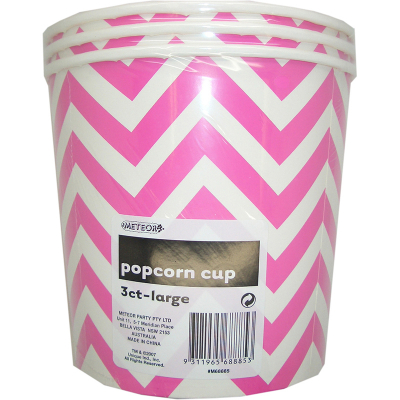 Chevron Popcorn Cups Large Hot Pink 3PK