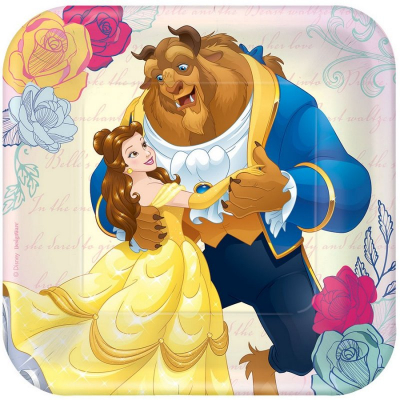 Beauty And The Beast 17cm Square Plates 8PK