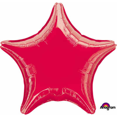 45cm Star Foil Balloon Red Inflated with Helium