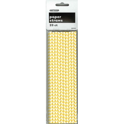 Chevron Paper Straws Yellow 20PK