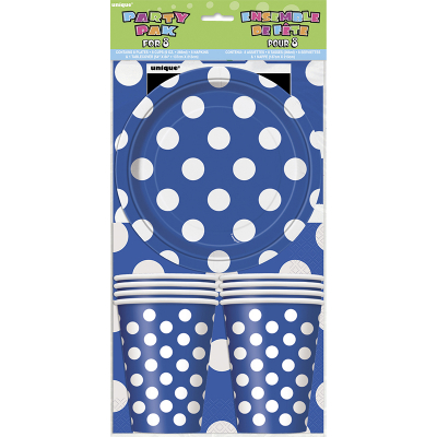 Polka Dots Party Pack Royal Blue Inc Napkin Plates Tablecover Cup 25PK