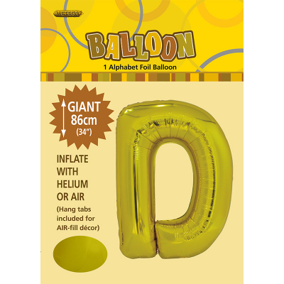 86cm 34 Inch Gaint Alphabet Foil Balloon Gold D