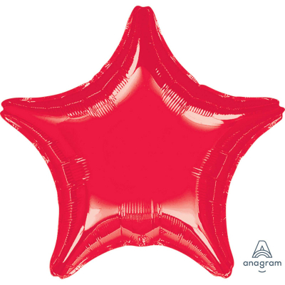 81cm Star Foil Balloon Red Inflated with Helium