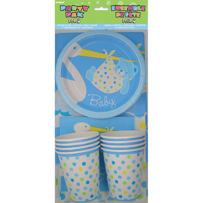 Boy Stork Party Pack Inc Napkin Plates Tablecover Cup 25PK