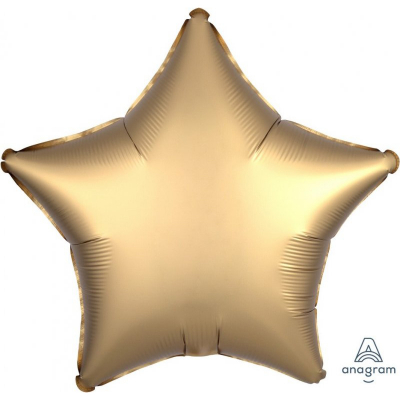 45cm Star Foil Balloon Satin Gold Inflated with Helium