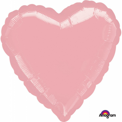 45cm Heart Foil Balloon Pastel Pink Inflated with Helium
