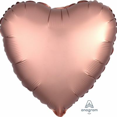 45cm Heart Foil Balloon Satin Rose Copper Inflated with Helium