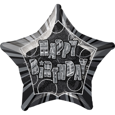 Glitz Birthday Black Star Foil Balloon