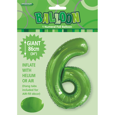 86cm 34 Inch Gaint Number Foil Balloon Lime Green 6