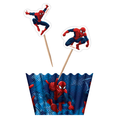 Spiderman Cupcake Kit Holder & Topper 12PK