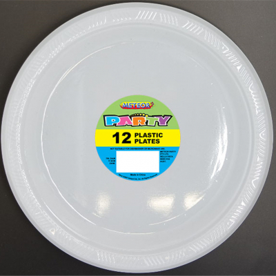 Plastic Around Plates 18cm White 12PK