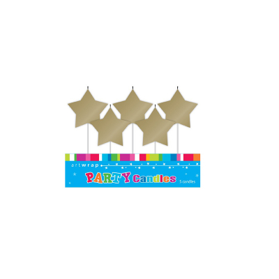 Gold Stars Candle 5PK