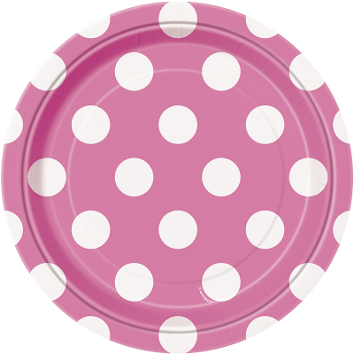 Polka Dots 17cm Plates Hot Pink 8PK