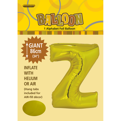 86cm 34 Inch Gaint Alphabet Foil Balloon Gold Z