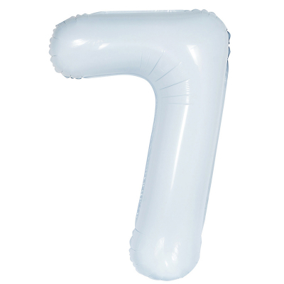 86cm 34 Inch Gaint Number Foil Balloon White 7 Inflated with Helium