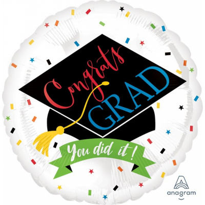45cm Standard Congrats Grad You Did It Foil Balloon Inflated with Helium