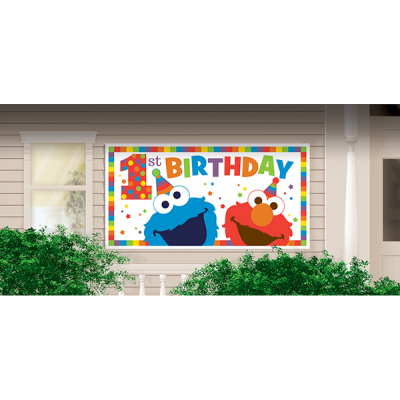 Elmo Turns One 1st Birthday Giant Horizontal Plastic Banner