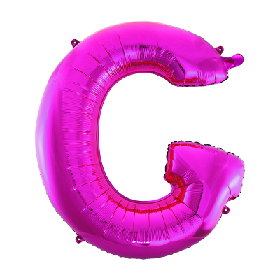 86cm 34 Inch Gaint Alphabet Letter Foil Balloon Dark Pink G Inflated with Helium