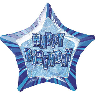 Glitz Birthday Blue Star Foil Balloon
