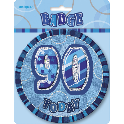 Glitz Birthday Blue Badge 90th