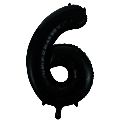 86cm 34 Inch Gaint Number Foil Balloon Black 6 Inflated with Helium
