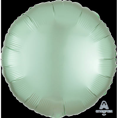 45cm Round Foil Balloon Satin Pastel Green Inflated with Helium
