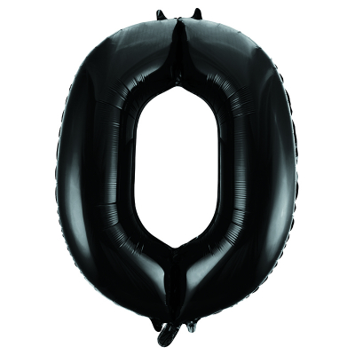 86cm 34 Inch Gaint Number Foil Balloon Black 0 Inflated with Helium