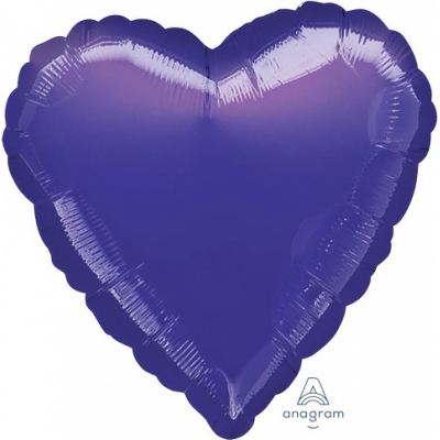 45cm Heart Foil Balloon Purple Inflated with Helium