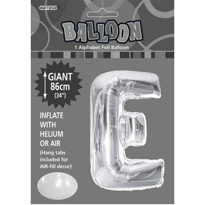 86cm 34 Inch Gaint Alphabet Foil Balloon Silver E