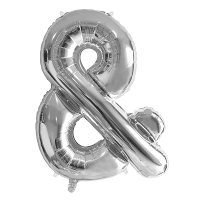 86cm 34 Inch Gaint Foil Balloon Silver "&" Ampersand Sign Inflated with Helium