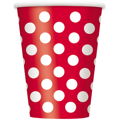 Polka Dots Cups Ruby Red 6PK