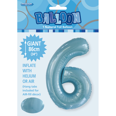 86cm 34 Inch Gaint Number Foil Balloon Pastel Blue 6