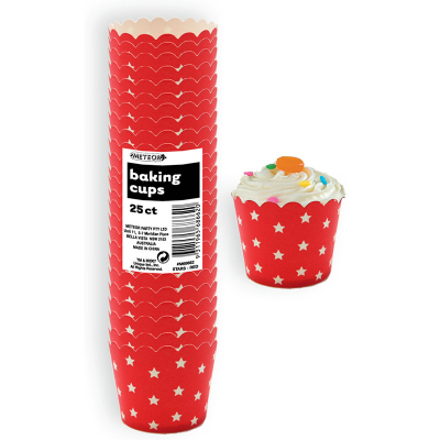 Stars Baking Cups Red 25PK