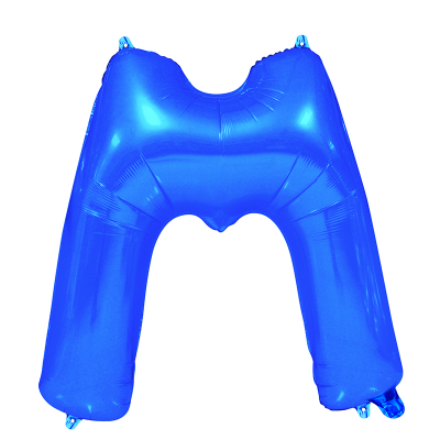 86cm 34 Inch Gaint Alphabet Letter Foil Balloon Royal Blue M Inflated with Helium