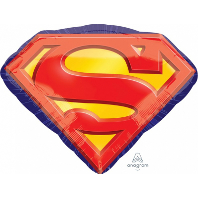 Supershape Superman Emblem Foil Balloon Inflated with Helium