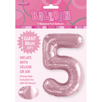 86cm 34 Inch Gaint Number Foil Balloon Pastel Pink 5