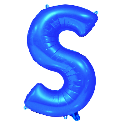 86cm 34 Inch Gaint Alphabet Letter Foil Balloon Royal Blue S Inflated with Helium