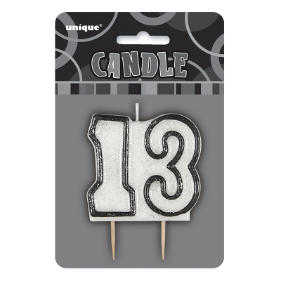 Glitz Birthday Black Numeral Candle 13th