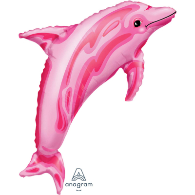 Supershape Pink Dolphin Foil Balloon Inflated with Helium