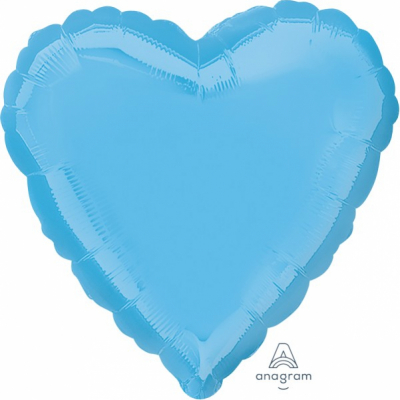 45cm Heart Foil Balloon Pale Blue Inflated with Helium
