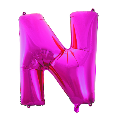 86cm 34 Inch Gaint Alphabet Letter Foil Balloon Dark Pink N Inflated with Helium