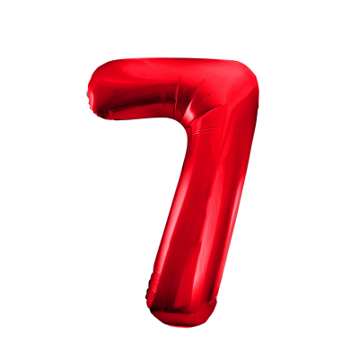 86cm 34 Inch Gaint Number Foil Balloon Red 7 Inflated with Helium