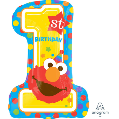 Supershape Sesame Street 1st Birthday Foil Balloon Inflated with Helium