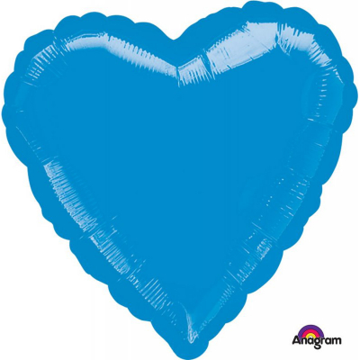 45cm Heart Foil Balloon Blue Inflated with Helium
